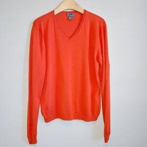 H&M Men's Orange Silk Cotton Blend Fine Knit Sweater Sz M
